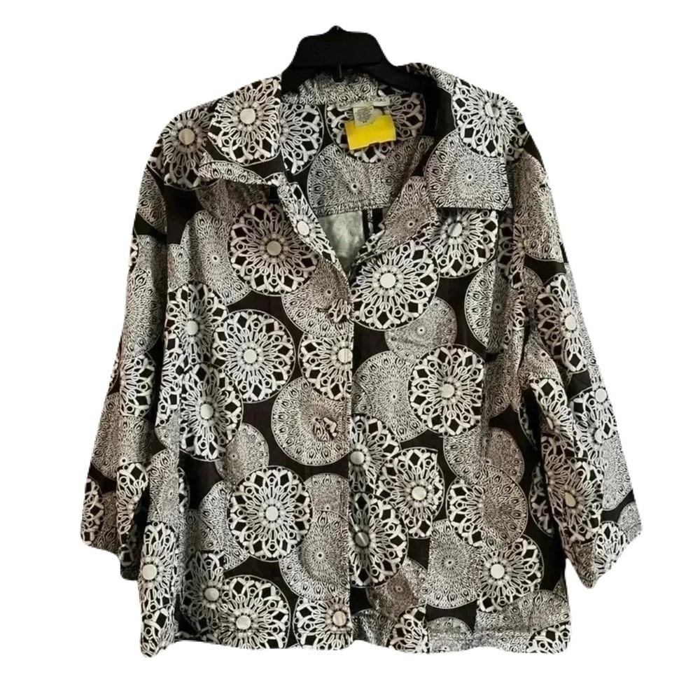 Bamboo Traders Black and White Casual Top Size 3X
